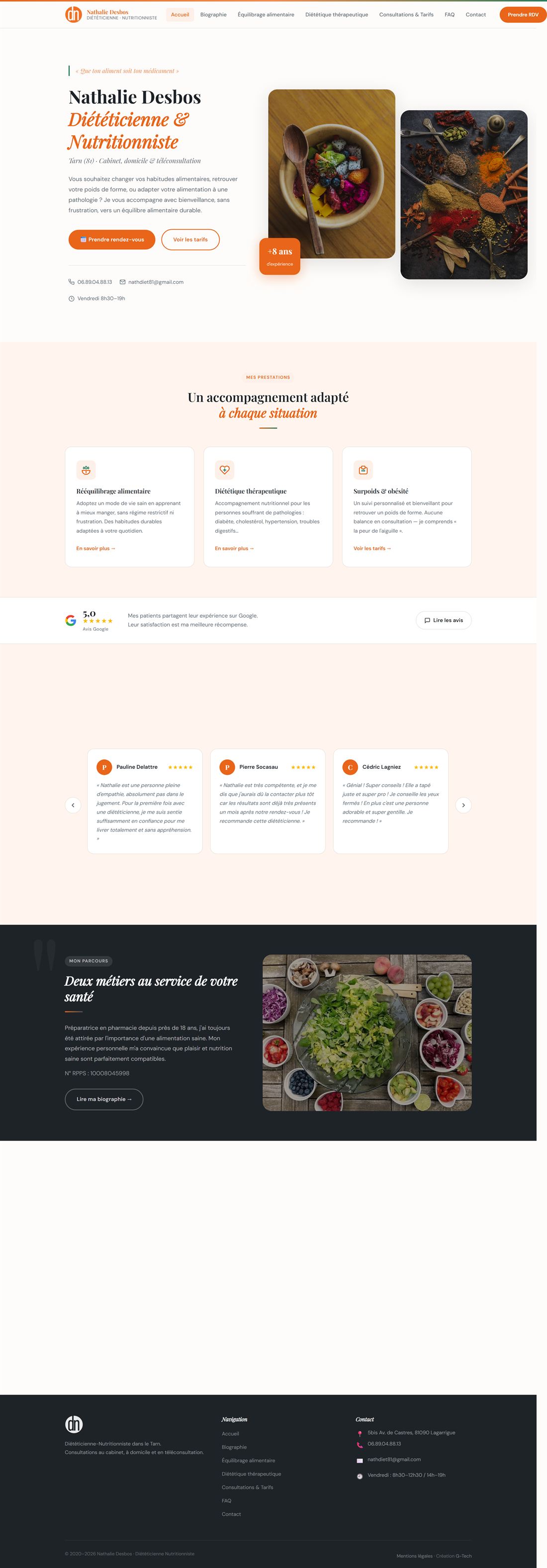 Site Nathalie Desbos — Diététicienne nutritionniste, Castres